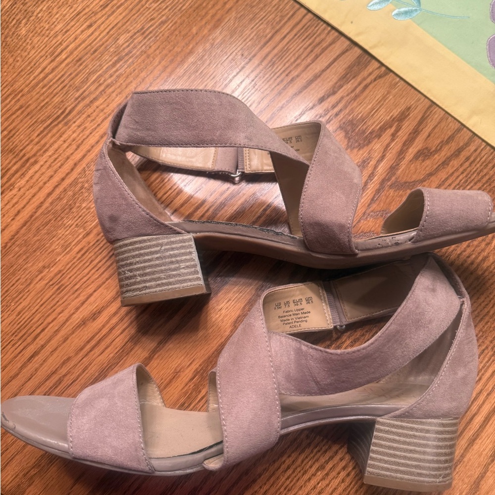 Naturalizer Taupe Suede Crisscross Wedge Sandals - Picture 3 of 4
